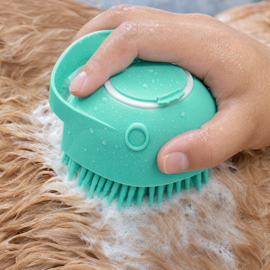 Silicone Dog Bath Brush | Shampoo Massager & De-Shed